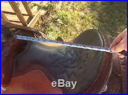 Used 14 Courts Trophy Roping Saddle, tooled, roughout jockey, CJRA