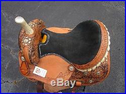 Used 15 16 Barrel Racing Silver Show Cowgirl Trail Leather Western Horse Saddle