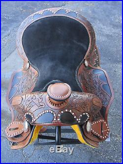 Used 15 16 Barrel Racing Silver Show Trail Pleasure Leather Western Horse Saddle