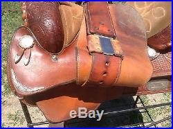 Used 15.5 Circle Y Western equitation show saddle withsilver US made good cond