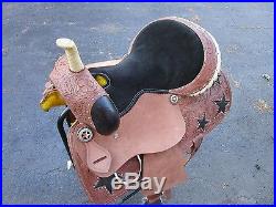 Used 15 Barrel Racing Trail Silver Star Show Tooled Leather Horse Western Saddle