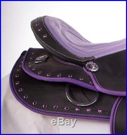 Used 15 Purple Western Horse Saddle Light Weight Synthetic Barrel Racing Show