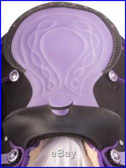 Used 15 Purple Western Horse Saddle Light Weight Synthetic Barrel Racing Show