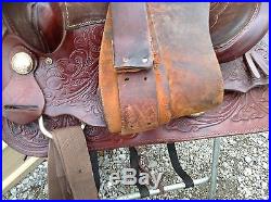 Used 15 tooled leather Western trail pleasure saddle US made Circle M