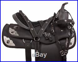 Used 16 17 18 Black Western Pleasure Trail Synthetic Horse Saddle Tack Set