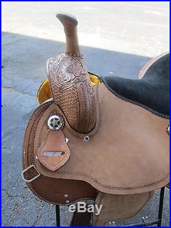 Used 16 Barrel Racing Pleasure Trail Floral Tooled Leather Horse Western Saddle