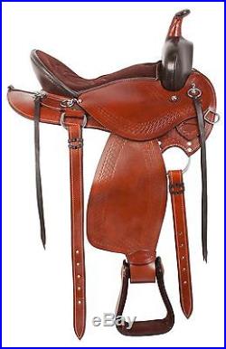 Used 16 Brown Leather Pleasure Trail Endurance Western Horse Saddle