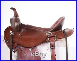 Used 16 Comfy Brown Hand Tooled Western Leather Endurance Trail Horse Saddle