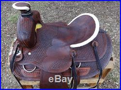 Used 16 Montana Western Roping Ranch Trail Cowboy Cowhide Leather Horse Saddle