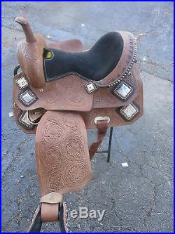 Used 16 Roping Roper Barrel Racing Trail Pleasure Leather Western Horse Saddle