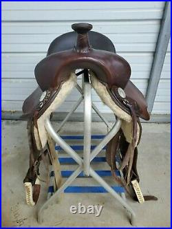 Used 16 Simco Deluxe Brown Leather Trail Saddle with Black Padded Leather Seat