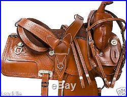 Used 16 Tan Comfortable Western Trail Leather Endurance Horse Saddle Tack Pkg
