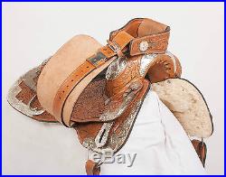 Used 16 Tooled Chestnut Western Pleasure Show Leather Silver Bling Horse Saddle