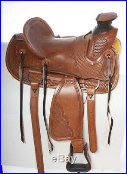 Used 16 Western Wade Tree Roping Ranch Work Leather Horse Saddle Hard Seat