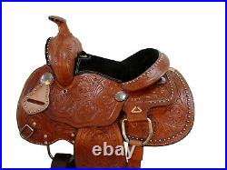 Used Fully Floral Leather Tooled Pony Horse Saddle Kids Youth Miniature Children