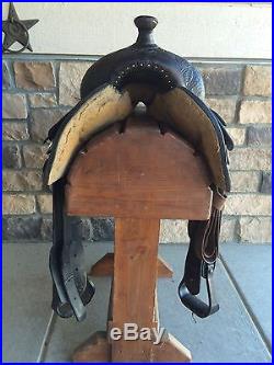 Used Pish Western Saddle 15 Seat Dyed Black