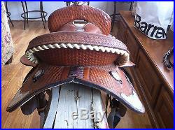 Used Western 15 Seat Dakota Barrel Brown Leather Saddle