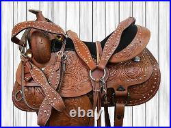 Used Western Saddle 15 16 17 18 Pleasure Horse Barrel Racing Tooled Leather Tack