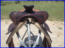 Used/vintage Big Horn 15 Western trail / pleasure saddle Tooled leather US made