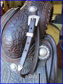 Victor Quality Western Saddle Sterling Silver Show Saddle 15 1/2 Clyde Kennedy