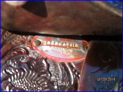 Vintage Circle Y Western Silver Show Saddle 15 Silver & Gold with Ruby