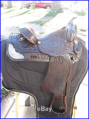 Vintage Circle Y Western Silver Show Saddle 15 Silver & Gold with Ruby