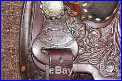 Vintage Cow Country Yoakum Texas Circle Y Saddle 15 Seat Brown Tooled Leather