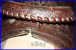 Vintage Cow Country Yoakum Texas Circle Y Saddle 15 Seat Brown Tooled Leather