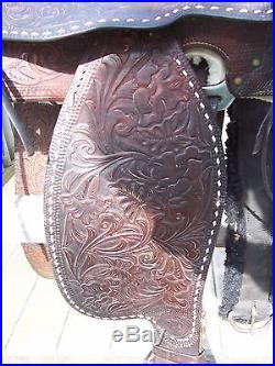 Vintage Hereford Tex Tan 15 Heavy Tooled Ornate Western Saddle Nice