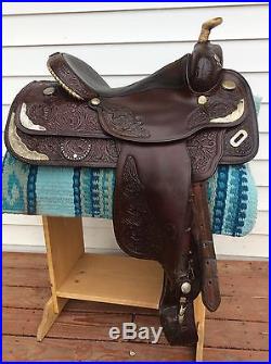 Vintage Used Circle Y Reining Saddle 15 Silver Show Nice Quality