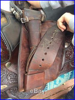 Vintage Used Circle Y Reining Saddle 15 Silver Show Nice Quality