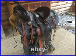 Vintage Western Horse Saddle 15 Equestrian Rare With Stirrups Leather Rare Heavy