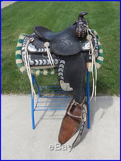 Vintage parade horse saddle used 14.5 Boyt antique tapaderos use or decor barn