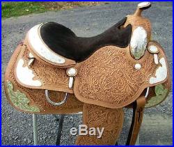 WESTERN HORSE SHOW SADDLE LOADED WITH SILVER 16 GENUINE LEATHER
