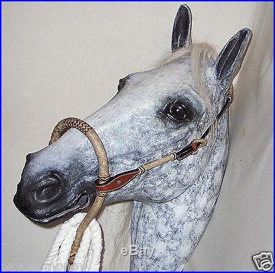 WESTERN Two Tone Accent RAWHIDE BOSAL BRIDLE HEADSTALL HANGER MECATE REINS