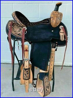 WILDRACE Western barrel saddle on eco-leather buffalo natural drum dye finish