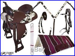Warehouse Clearance Cow Print Synthetic Western Horse Trail Saddle 7 item Set