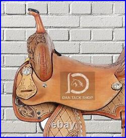 Western Barrel Leather Horse Saddle with Tack Set 10 to 18 size Free shipping
