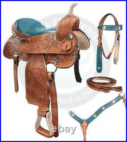 Western Barrel Racing Premium Leather Trail Horse Saddle Tack Size 14 to 18 Inch