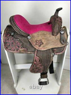 Western Barrel Racing Youth Child Pony Premium Leather Horse Saddle Size 10 to13