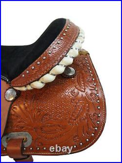 Western Barrel Rodeo Saddle 15 16 17 Tooled Leather Pleasure Tack Set 15 16 17