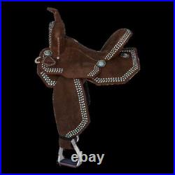 Western Barrel Saddle Leather Rough Out With Free Matching Tack Set 14'' To 18'