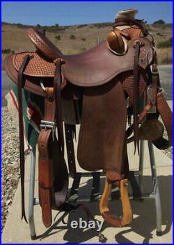 Western Brown Leather Hand Tooled Roper Wade Strip Down Saddle 15,16,17,18