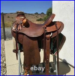 Western Brown Leather Hand Tooled Roper Wade Strip Down Saddle 15,16,17,18