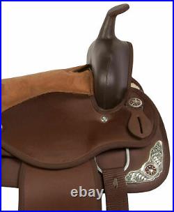 Western Brown Syntheric Barrel Pleasure Trail Horse Saddle with Tack set 10-18