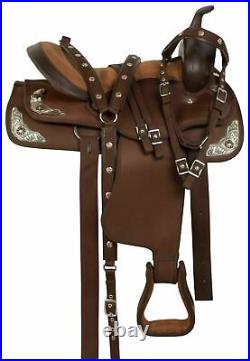 Western Brown Syntheric Barrel Pleasure Trail Horse Saddle with Tack set 10-18