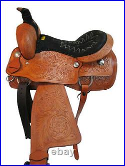 Western Cowboy Roping Saddle 15 16 17 18 Ranch Pleasure Tooled Leather Tack Set