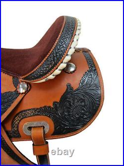 Western Cowboy Saddle Barrel Racing Pleasure Tooled Leather Tack Set 15 16 17 18