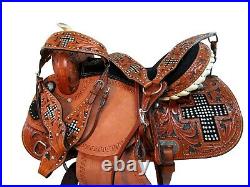 Western Cowgirl Barrel Saddle 17 16 15 Pleasure Tooled Leather Horse Tack Set