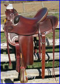 Western Dark Mahagony Leather Hand Carve Roper Ranch Saddle 15,161718